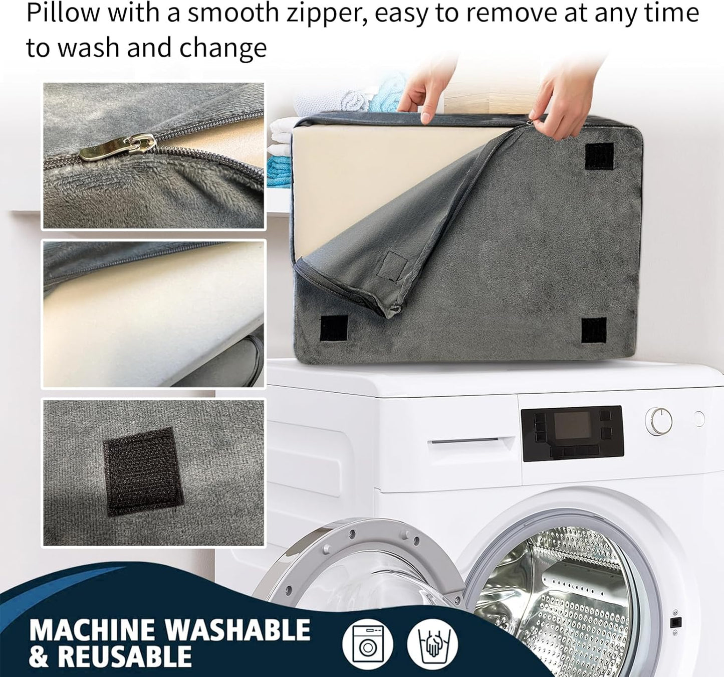 Adjustable Foot Rest Under Desk with 3 Adjustable Heights & High-Density Foam – Ergonomic Footrest for Office, Home, Travel & Airplane, Removable Washable Cover for Back Pain Relief & Posture Support