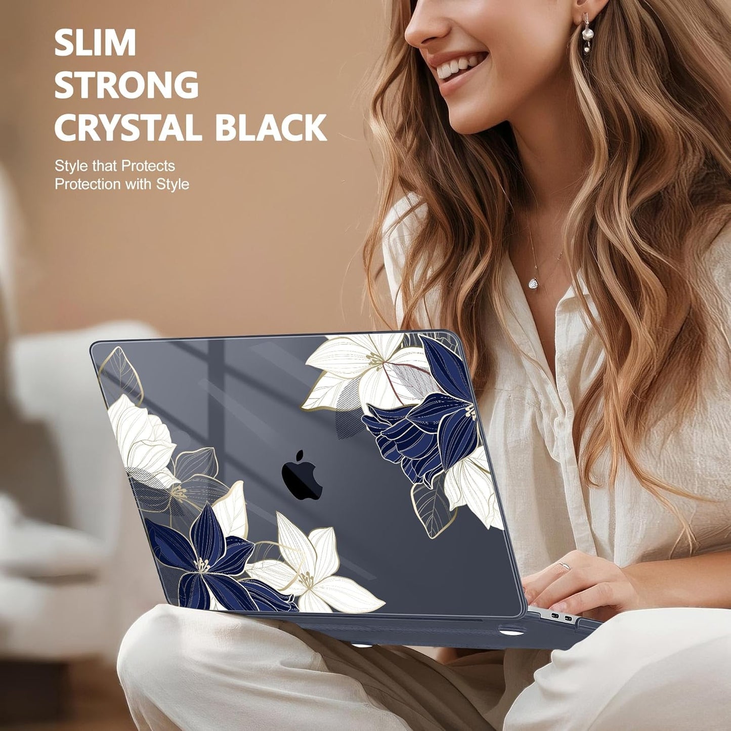 May Chen Case for MacBook Pro 13 inch M2 2023,2022,2021,2020 A2338 M1 A2251 A2289, Plastic Hard Shell Case for MacBook Pro 13" with Touch Bar Fits Touch ID, Elegant Flower