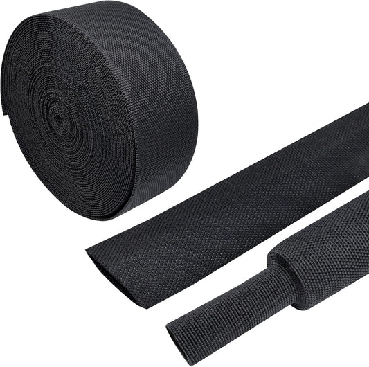 Heat Shrink Wire Loom 2:1 Shrinkable Braided Cable Sleeve 1-3/8 Inch ID-46ft Abrasion Protection Flexibility Fabric Wiring Harness Cover Sheath