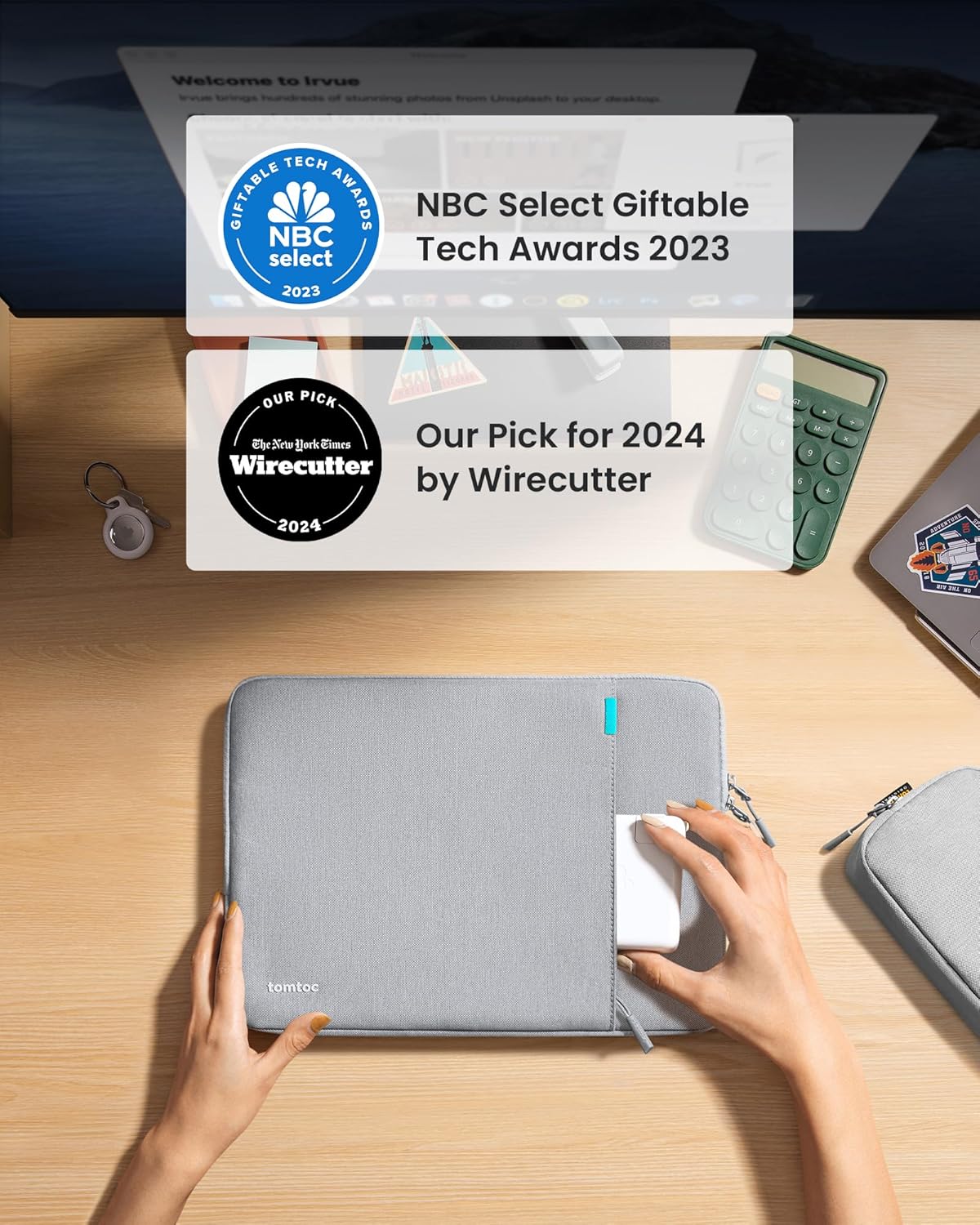 tomtoc 360 Protective Laptop Sleeve Set for 13-inch MacBook Air M4/A3240 2025, M3/A3113, M2/A2681 M1/A2337, 13-inch MacBook Pro M2/A2686 M1/A2338, Water-Resistant Laptop Case with Accessory Pouch