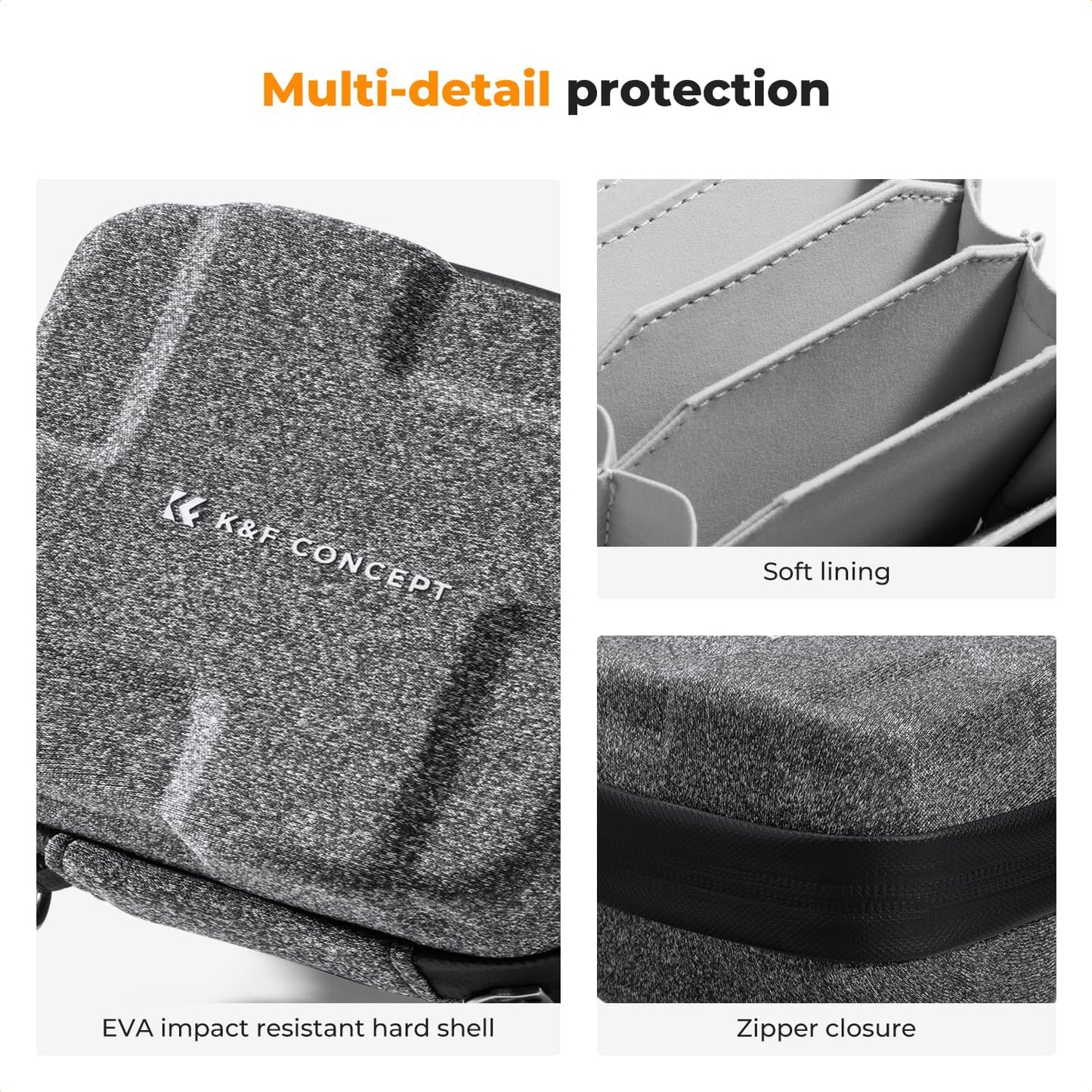 K&F Concept 10 in 1 Lens Filter Case, Hard Shell Camera Filter Pouch Up to 95mm with Hand Strap, Waterproof Camera Lens Filter Storage Wallet for ND UV CPL Filter Pouch