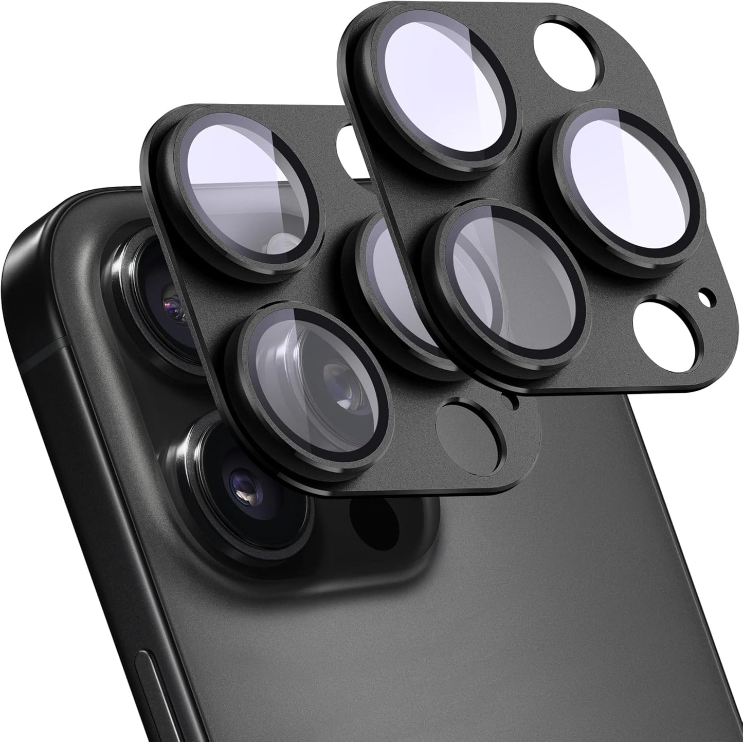 2 Pack Camera Lens Protector for iPhone 14 Pro/iPhone 14 Pro Max,[Not Easy to Breakn ] AR Tempered Glass Strong Adsorption Metal Camera Cover Screen-Black