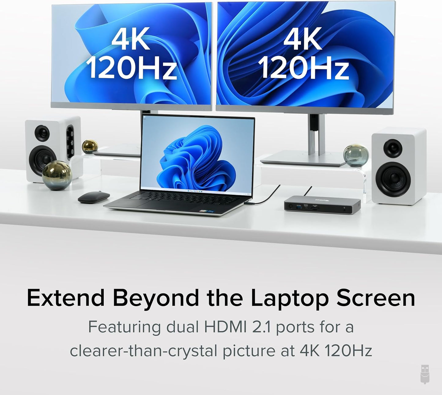 Plugable USB C Docking Station Dual Monitor, 11-in-1, USB4 40G 100W Laptop Charging Dock for Windows and Thunderbolt, 4K HDMI 2.1 upto 120Hz, 2.5Gbps Ethernet, SD Reader, 20W USB-C Charging Driverless