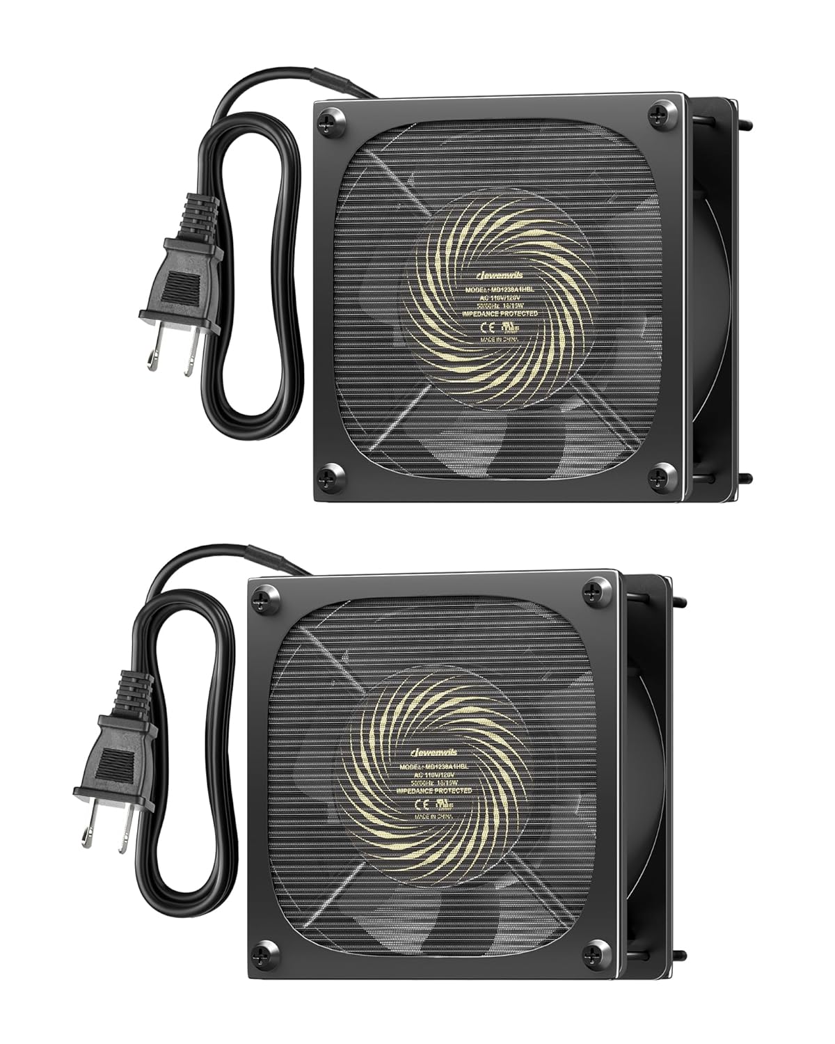 DEWENWILS Exhaust Fan 120V AC, Waterproof Ventilation Fan 30 Mesh Metal Filter, 120mm x 38mm, Dustproof DIY Cooling Fans for Reptile Pet Enclosures Cabinet, 2850RPM 90CFM CE UL Listed, 2 Pack