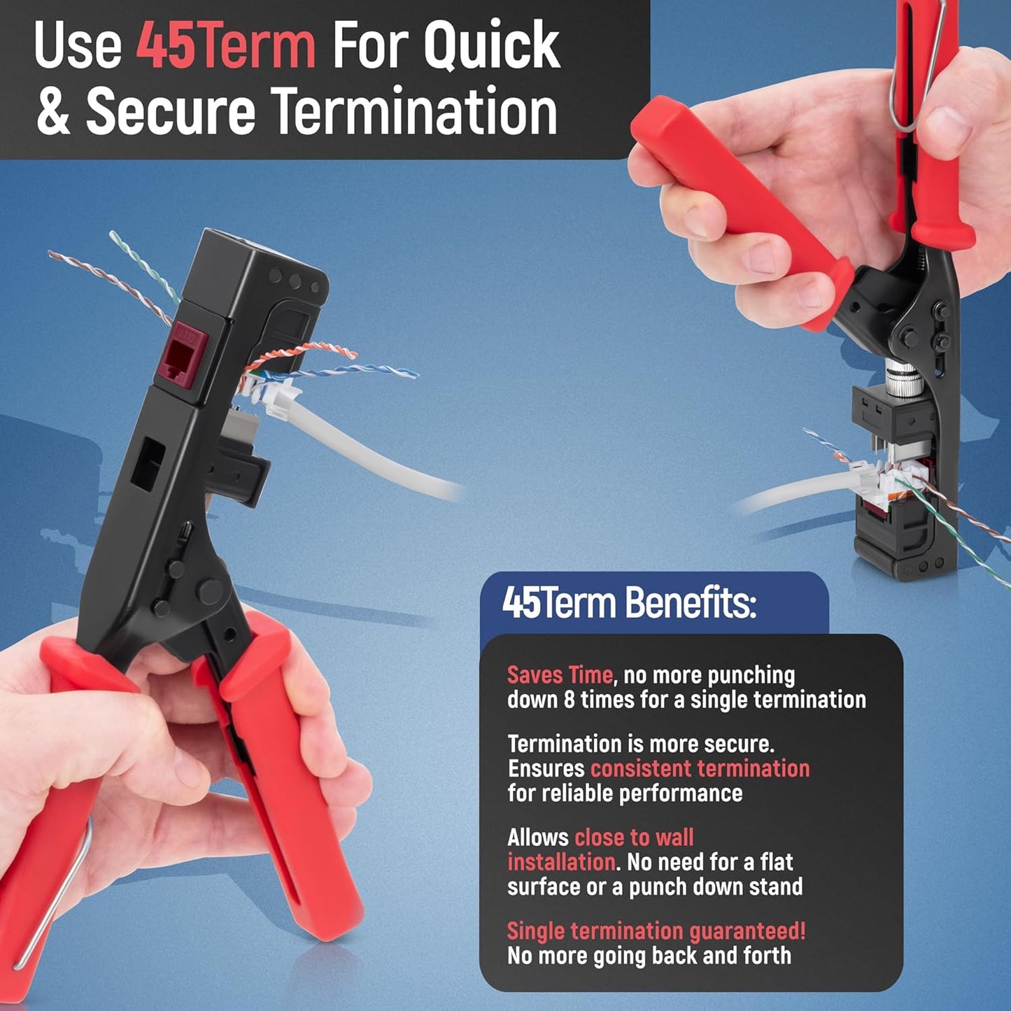 Everest 45° Angled RJ45 Cat6 Keystone Jacks 50-Pack in Red - Slim Profile Female RJ45 Connectors - Cat 6 Keystone Jack - Compatible with 45° Angled Speed Termination Tool - 45Term (B0BL3GS7ZY)