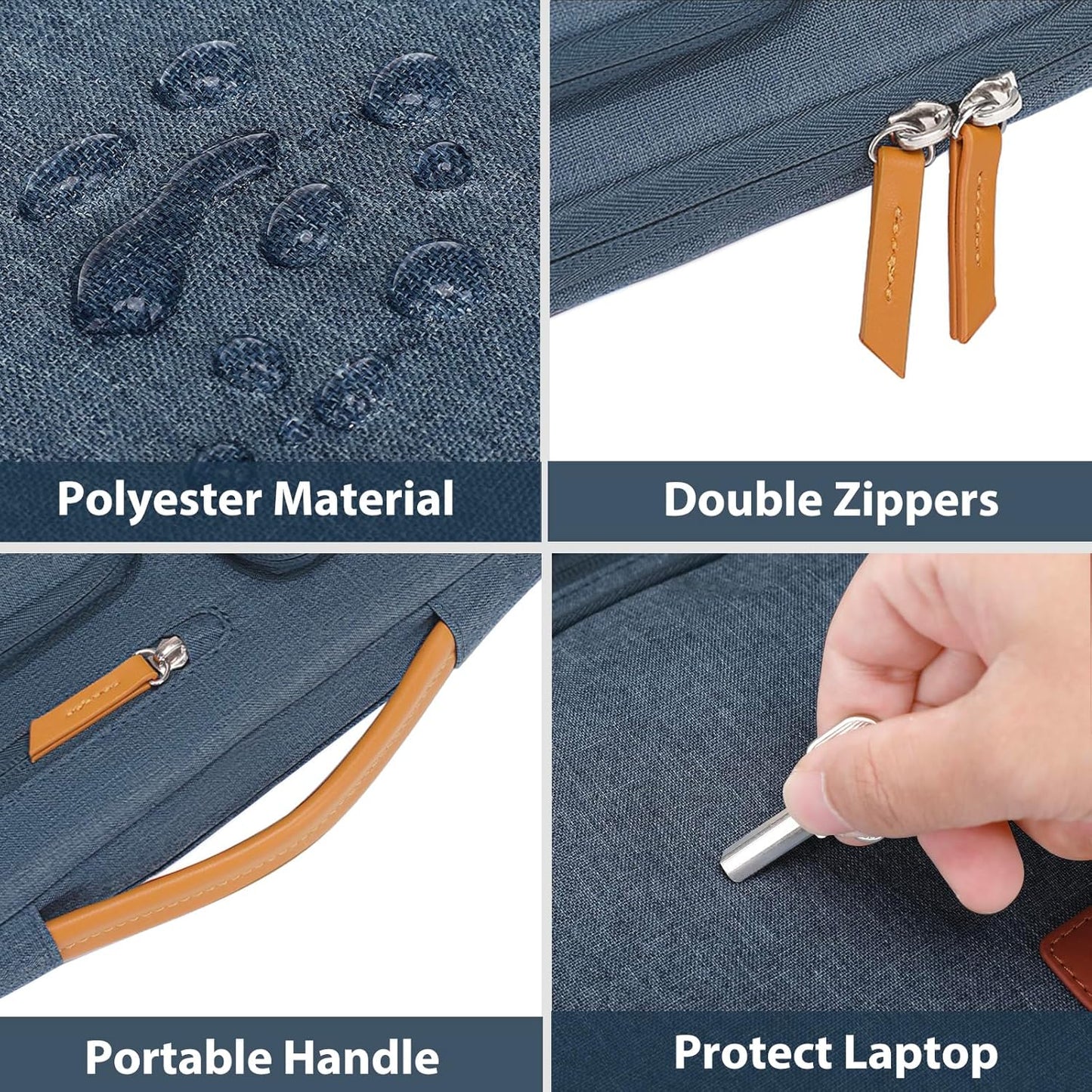 MOSISO 360 Protective Laptop Case 14 inch, 14 inch Laptop Sleeve Compatible with HP Lenovo Dell ASUS Acer, HP, Dell Latitude, Lenovo, Side Open Carrying Case with 4 Zipper Pockets&Handle, Haze Blue