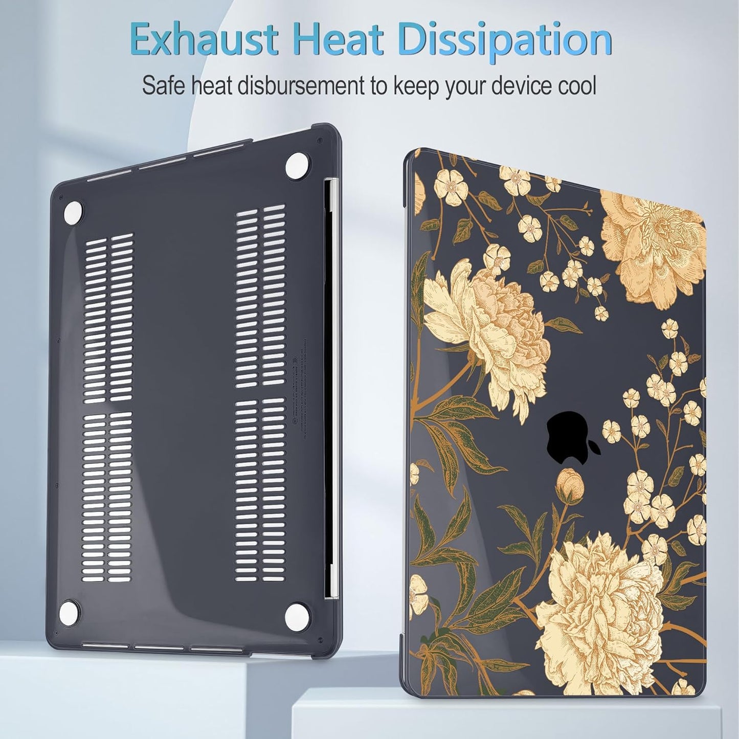 Mektron Case for MacBook Pro 16 Inch A2141 Cover 2019 Release 16" with Liquid Retina Display/Touch ID, Plastic Hard Shell with Keyboard Skin & Screen Protector & Dust Plug, Peony Flowers C186