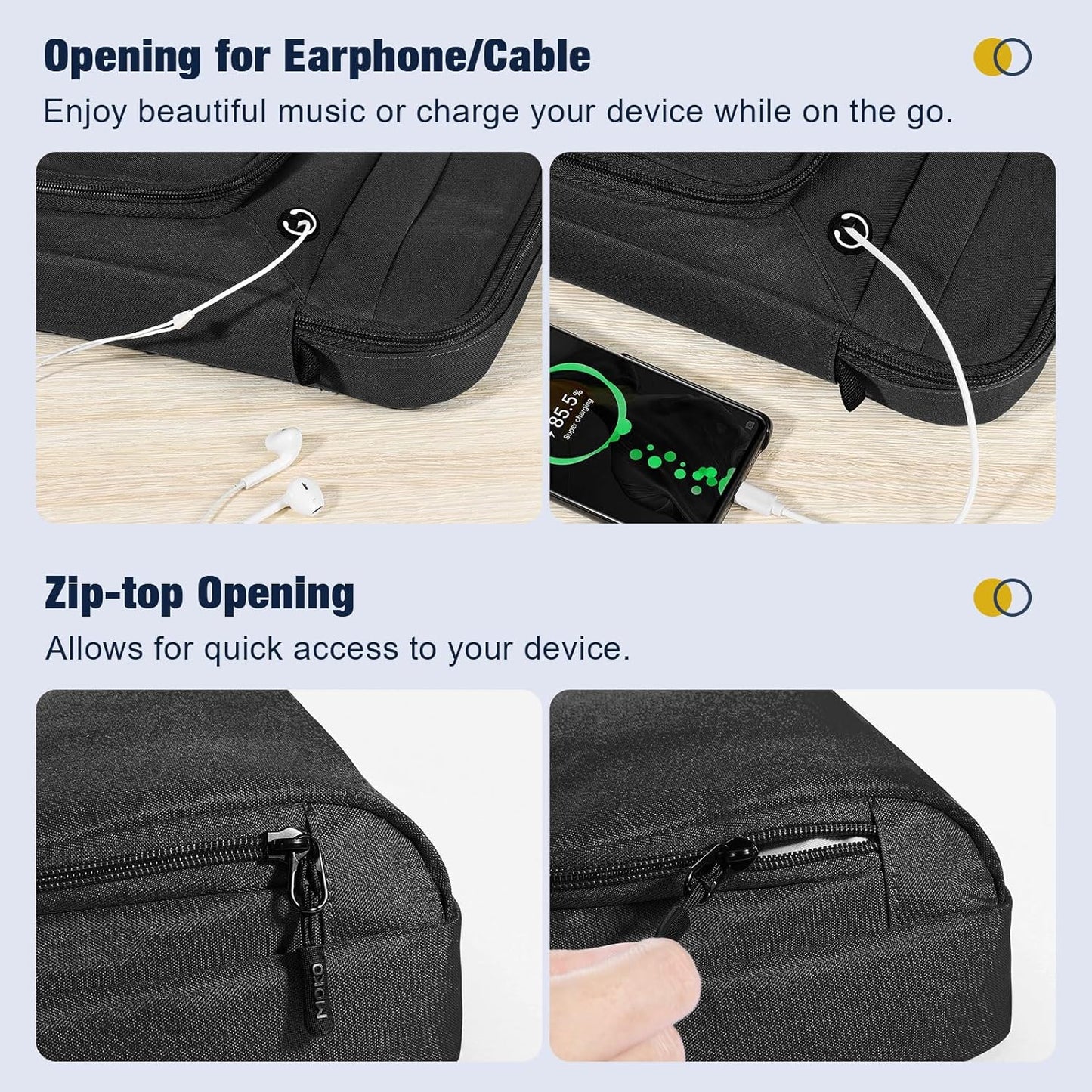 MoKo 15.6 Inch Laptop Sleeve Bag, Fits 15.3" MacBook Air M2/M3, 15.4" MacBook Pro/Pro Retina, 15" Surface Laptop 5/3, 15.6" ASUS ROG G531GT,Multifunctional Bag with Shoulder and Headphone Port,Black