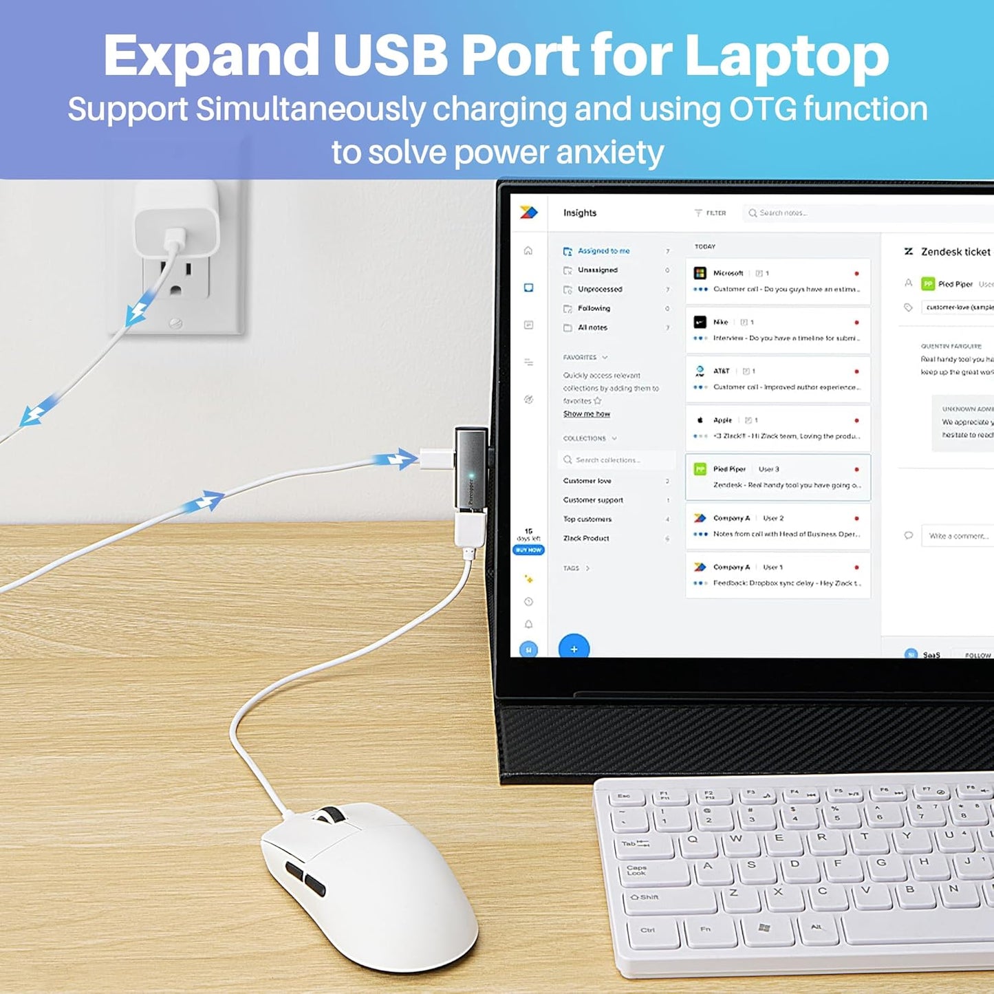 2-in-1 USB C 3.1 to USB 3.0 10Gbps Adapter with 100W Charging Port, USB Female to USB Type-C Male OTG (On The Go) Data Transfer Converter for iPhone 16/15 Series, MacBook, iPad and More Type C Devices