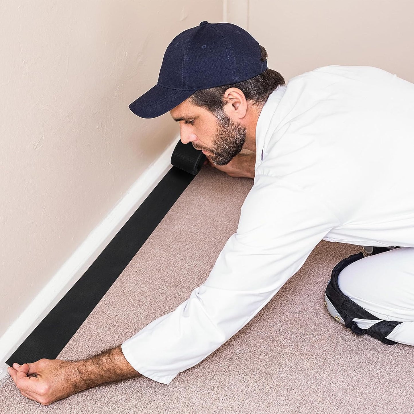 Cable Floor Strip Cord Cover Grip Floor Cable Protector Carpet Cable Management, Keep Cables Organized, Protect Cords and Prevent a Trip Hazard, 3 Inch x 10 Feet (60 Feet, Black)