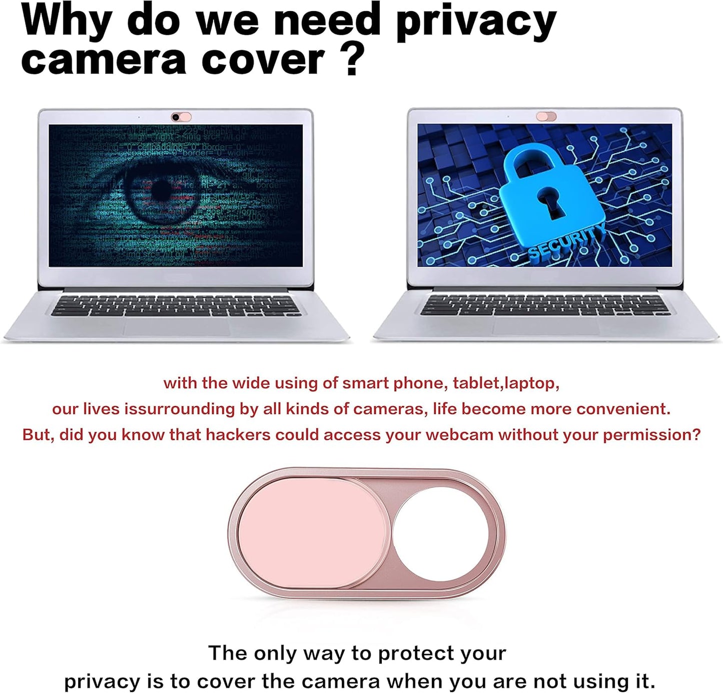 imluckies Metal Webcam Cover Slide, 0.023in Camera Cover for Laptop Computer, MacBook Pro/Air iMac iPad Tablet iPhone 8/7/6 Plus, Echo Show/Spot Web Camera Blocker Protect Your Privacy [2 Pack Pink]