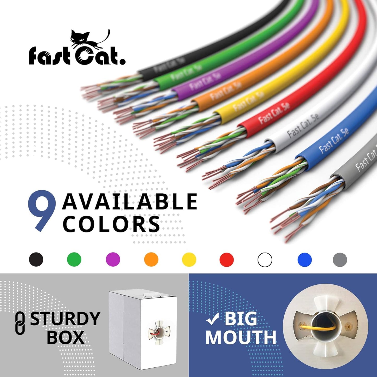 fast Cat. Cat5e Ethernet Cable 1000ft - 24 AWG, CMR, Insulated Bare Copper Wire Cat 5 ethernet Cable with FastReel - 350MHZ / Gigabit Speed UTP Cable Cat5e - CMR (Orange)