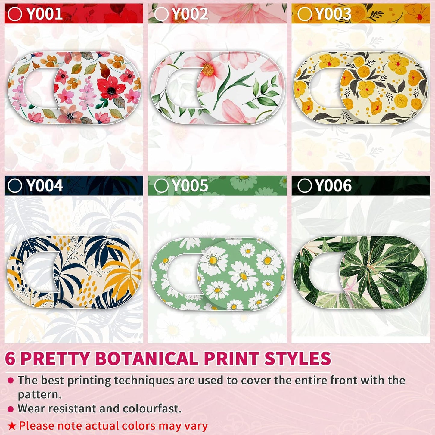 Laptop Camera Cover Slide Cute (6 Pack), Ultra Thin Webcam Cover for iPhone iPad MacBook Pro Computer iMac Cell Phone PC Accessories, 0.03" Camera Blocker Slider, Great for Privacy - Flowers