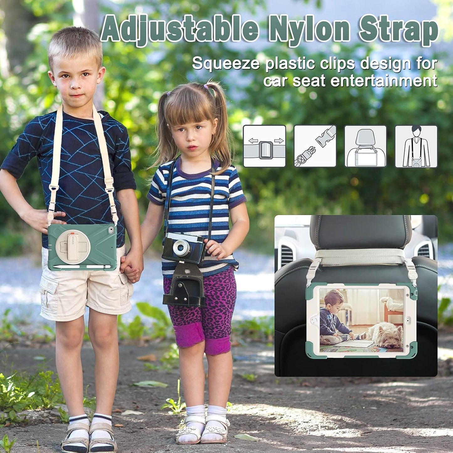 BRAECN iPad mini 5 Case,iPad mini 4 Case, Heavy Duty Shockproof Protective Rugged Case with Pencil Holder,Hand Strap,Kickstand, Shoulder Strap for iPad mini 5th/4th Generation 7.9 Inch for Kids