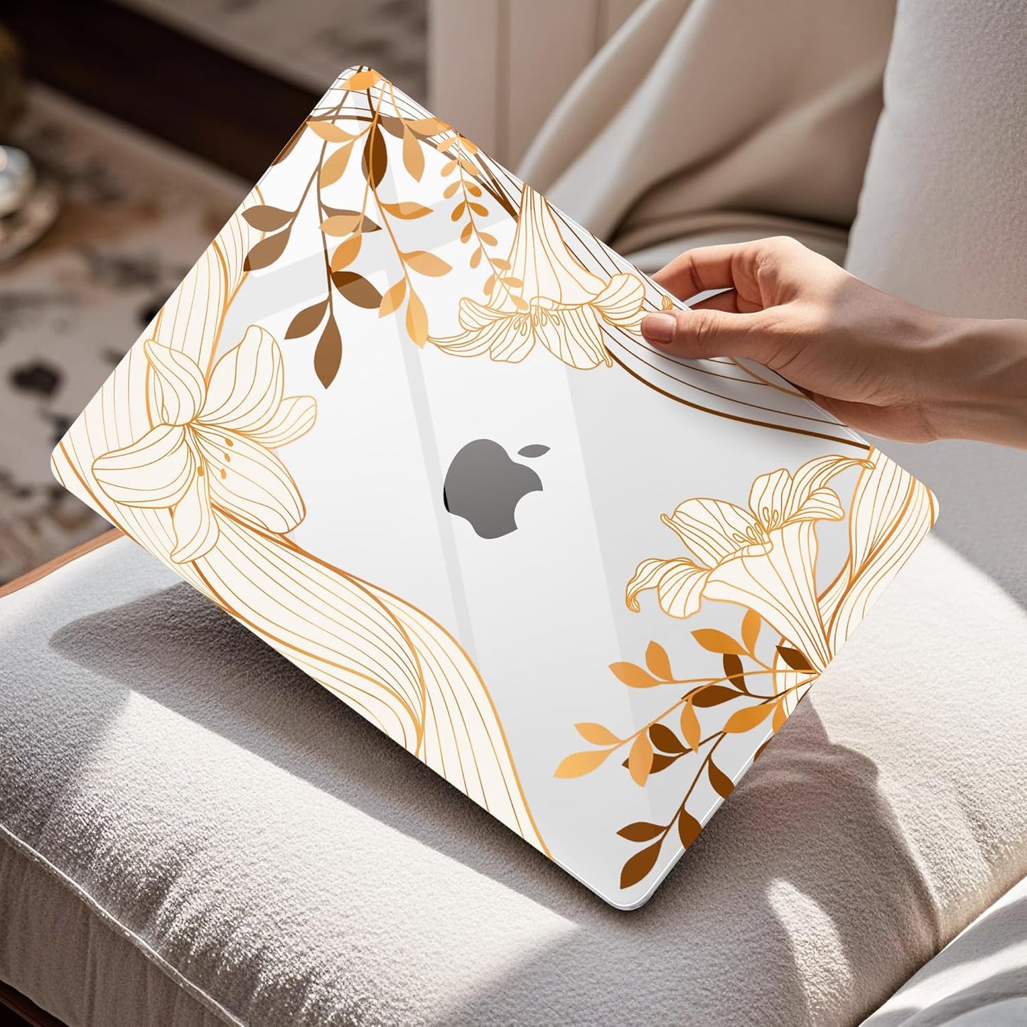 Mektron Compatible with M4 MacBook Air 15 inch Case 2025 A3241 2024 2023 M3 A3114 A2941 M2 Liquid Retina Display Touch ID, Plastic Hard Case & Keyboard Skin & Screen Protector - Waves Florals C352