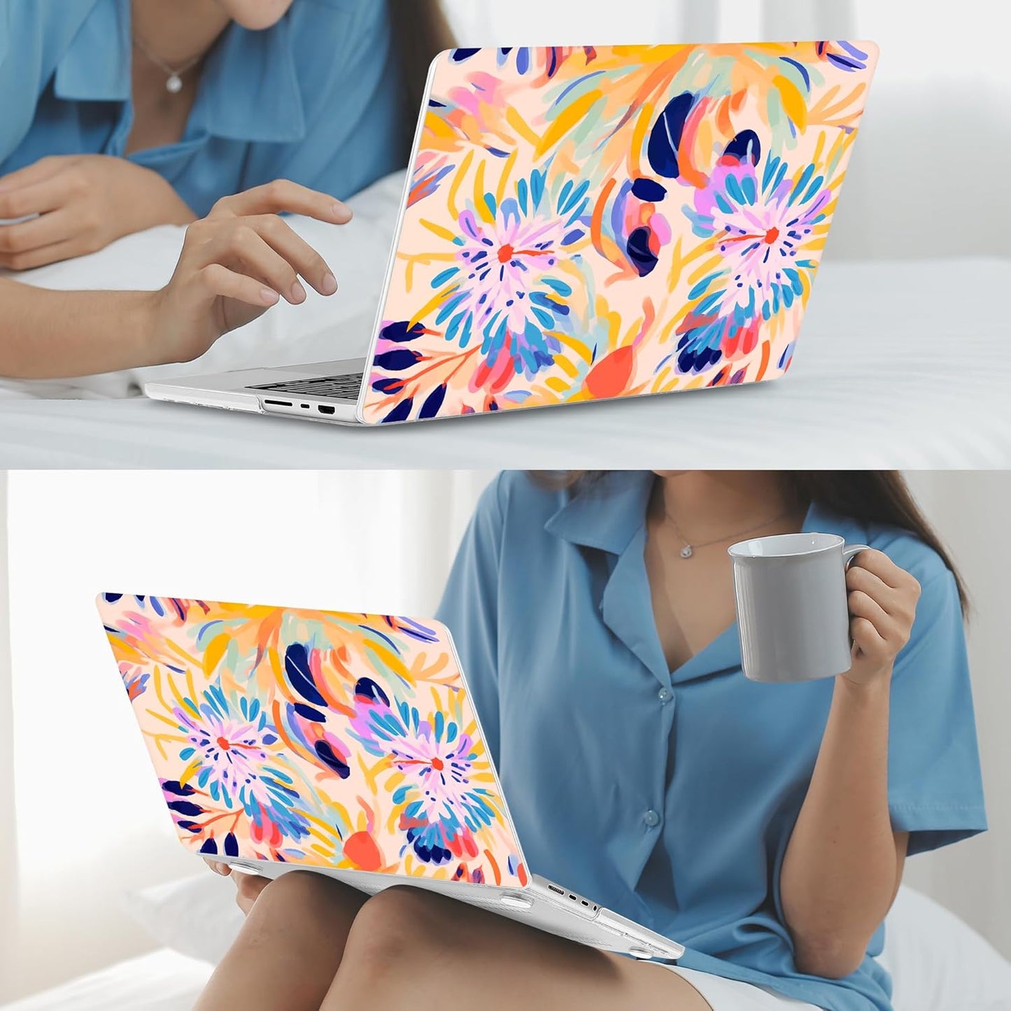 Mektron Case for MacBook Pro 16" M4 A3403 A3186 M3 A2991 M2 A2780 M1 A2485 (2021/2023/2024) Pro/Max with Touch ID, Hard Shell Plastic Laptop Cover Keyboard Cover Screen Protector, Abstract Botanical