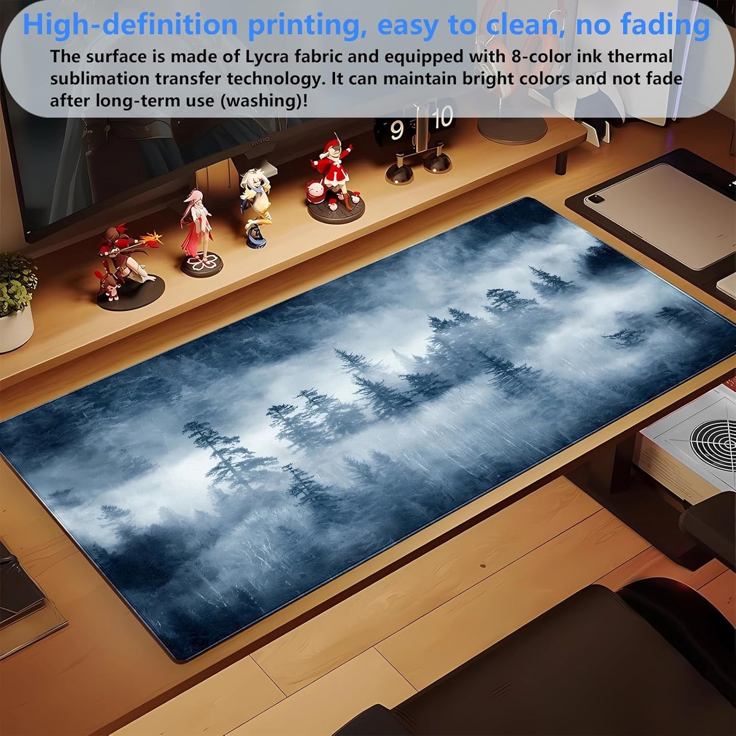 Forest Nature Scenery Mountain Desk Pad Extra Large 31.5"x15.7" Gaming Mouse Pad XL Keyboard Mat for Office Laptop Computer Desk Decor