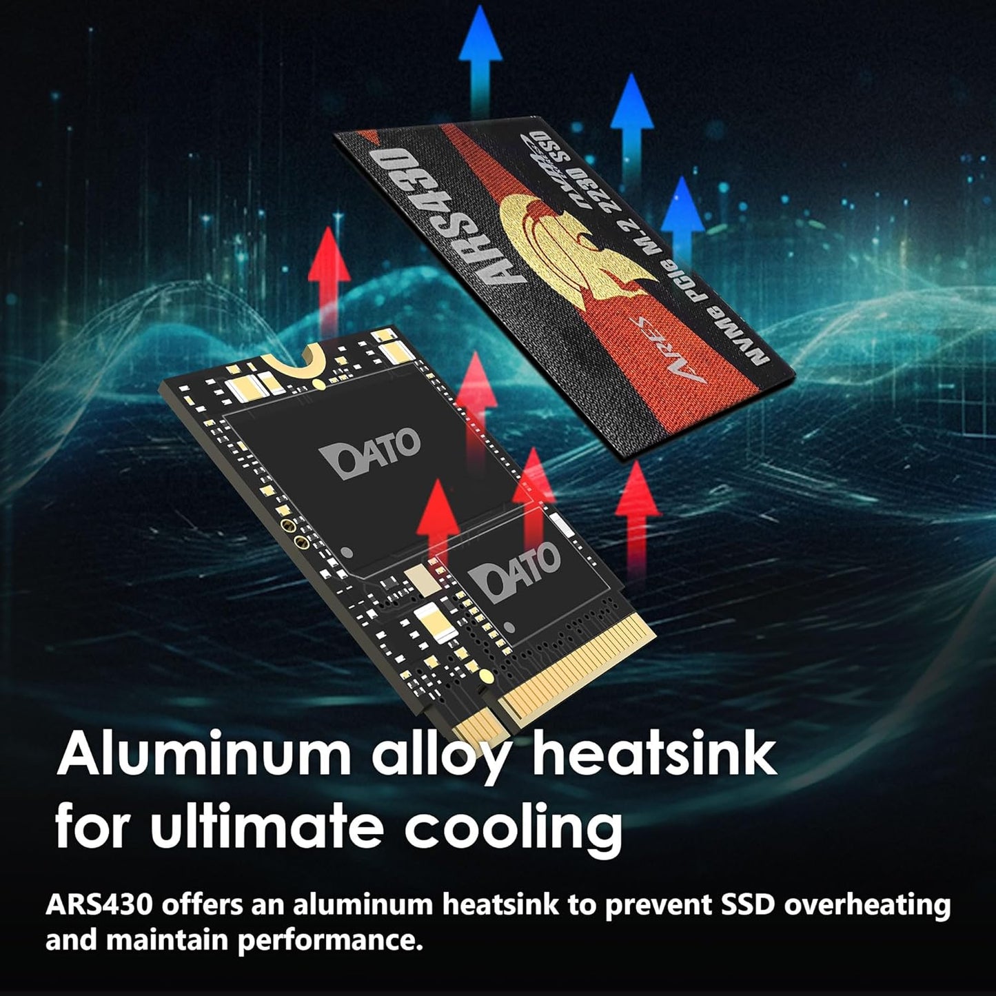 DATO M.2 2230 SSD 1TB, PCIe Gen 4x4 NVMe Internal Solid State Drive with Aluminum Heatsink, Compatible with Steam Deck, ROG Ally, Surface Pro, Mini PCs, Ultrabook, Up to 5000/3200 MB/s - ARES ARS430