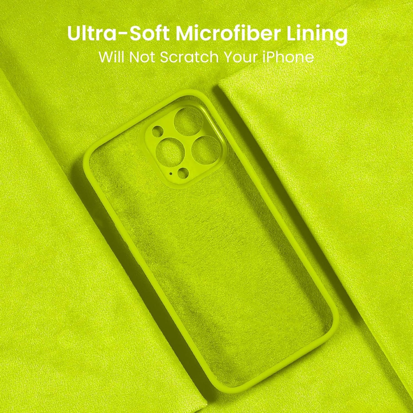 FireNova Designed for iPhone 15 Pro Max Case, Silicone Upgraded [Camera Protection] Phone Case with [2 Screen Protectors], Soft Anti-Scratch Microfiber Lining Inside, 6.7 inch, Fluorescent Green