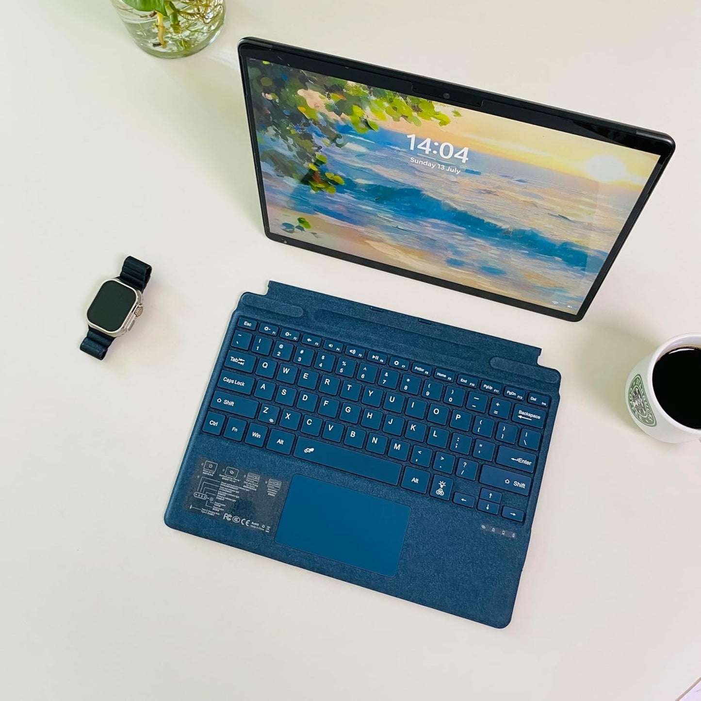 Keyboard for Microsoft Surface Pro Copilot+ (11th Edition) / Pro 11 / Pro 10 / Pro 9 / Pro 8 / Pro X, 13 inch, Detachable Type Cover with Touchpad, 7-Color Backlit & Pen Holder (Sapphire)