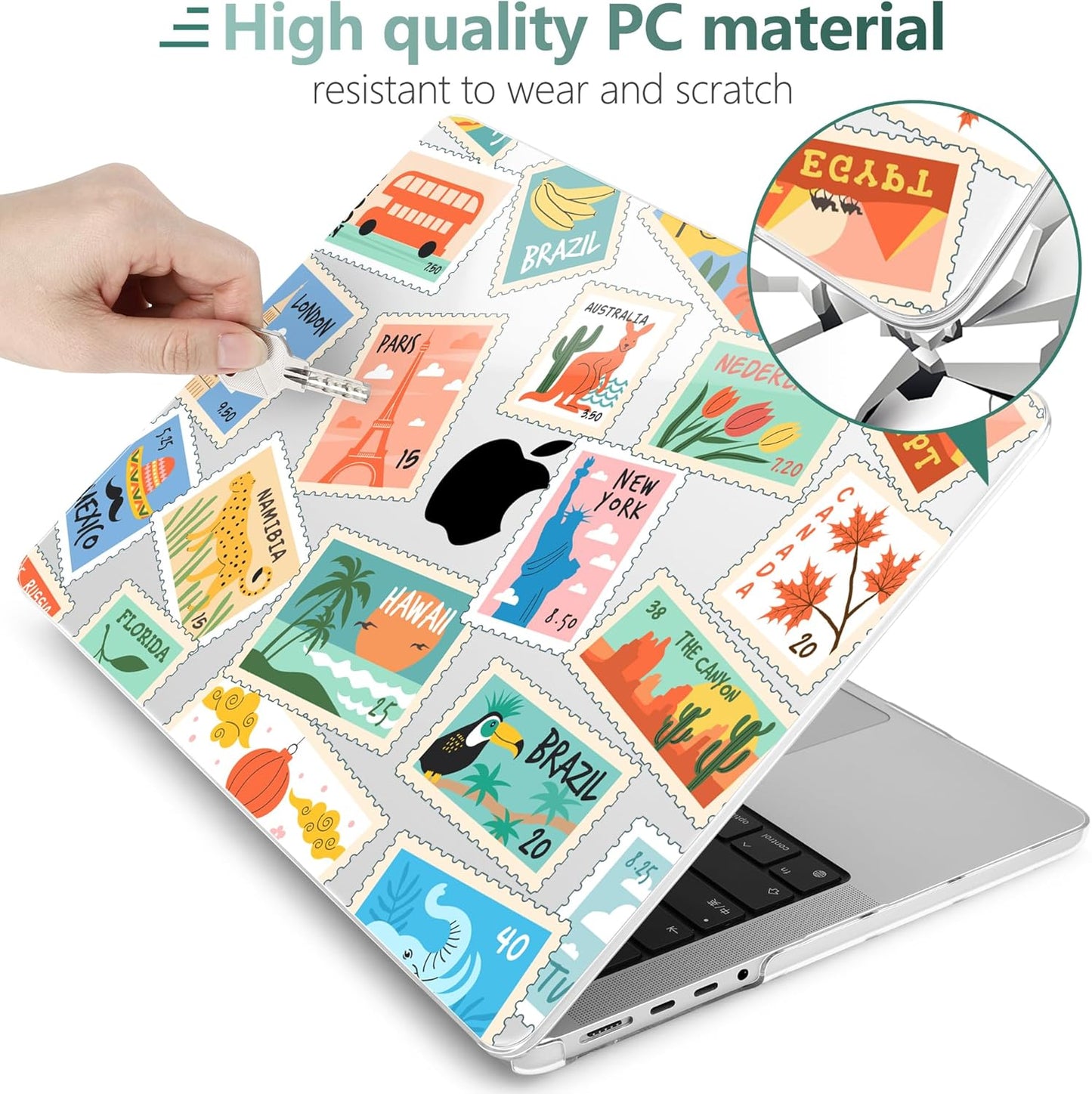 DONGKE for M4 MacBook Pro 16 Inch Case 2024 2023 2021 A3403 A3186 M3 A2991 M2 A2780 M1 A2485 Pro/Max Chip, Plastic Hard Shell Case & Keyboard Cover for Mac Pro 16 with Touch ID, Post Stamps