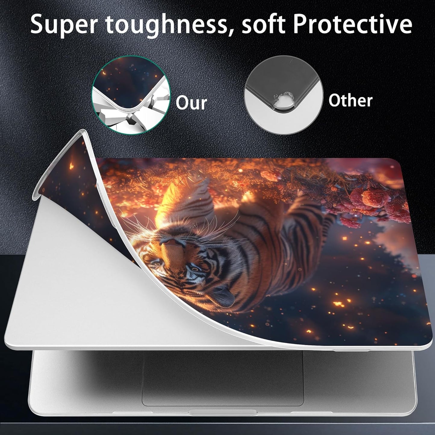 for MacBook Pro 16 inch Case 2021 2022 2023 2024 Release A3186 A3403 M4 A2991 M3 A2780 M2 A2485 M1 Pro/Max, Hard Shell Case with Screen Protector & Keyboard Cover, Dream Tiger