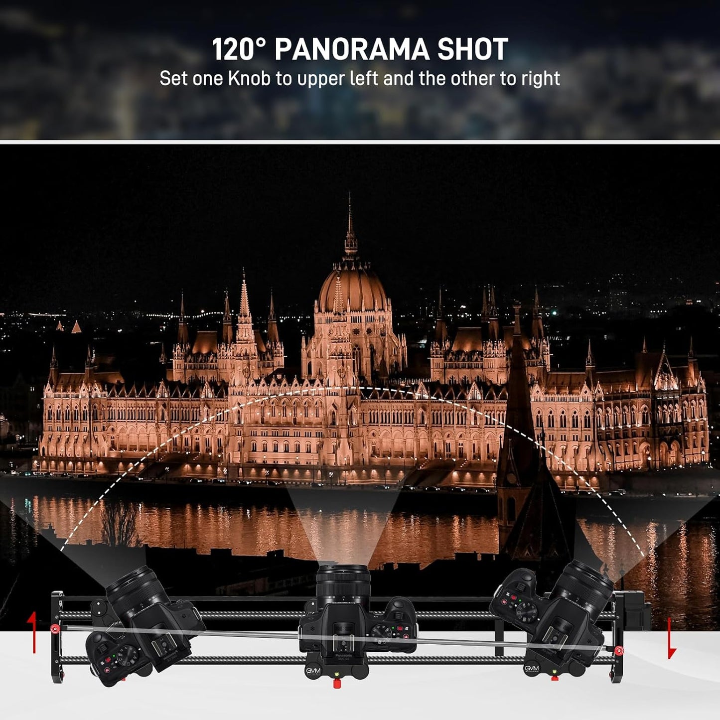 GVM 48"/120CM Carbon Fiber Motorized Camera Slider, Professional Camera Slider with Remote Control, Support Video Mode, Time Lapse Photography, Horizontal, Tracking and 120° Panoramic Shooting