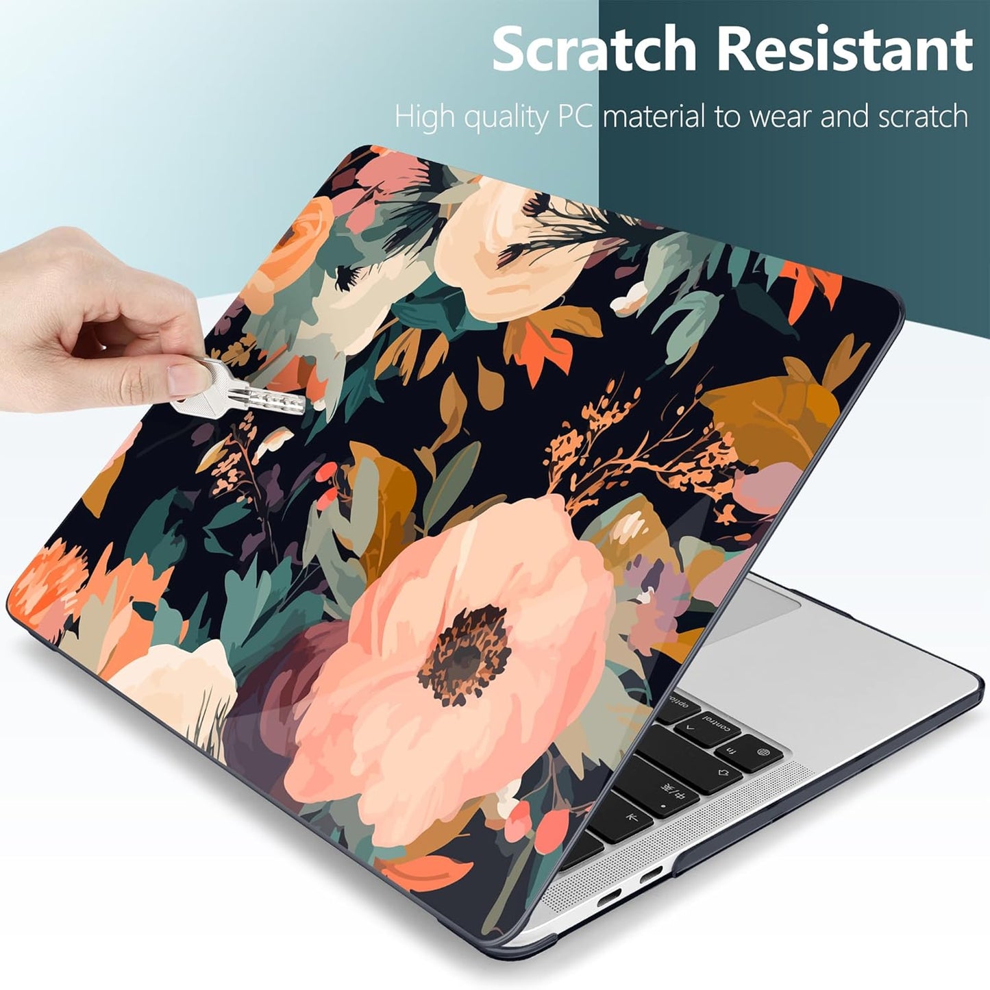 TWOLSKOO Compatible with MacBook Pro 13 inch Case 2023-2016 A2338 M2/M1 A2251 A2289 A2159 A1989 A1706, Plastic Hard Shell Cover & Keyboard Skin & Screen Protector, Bright Abstract Flowers
