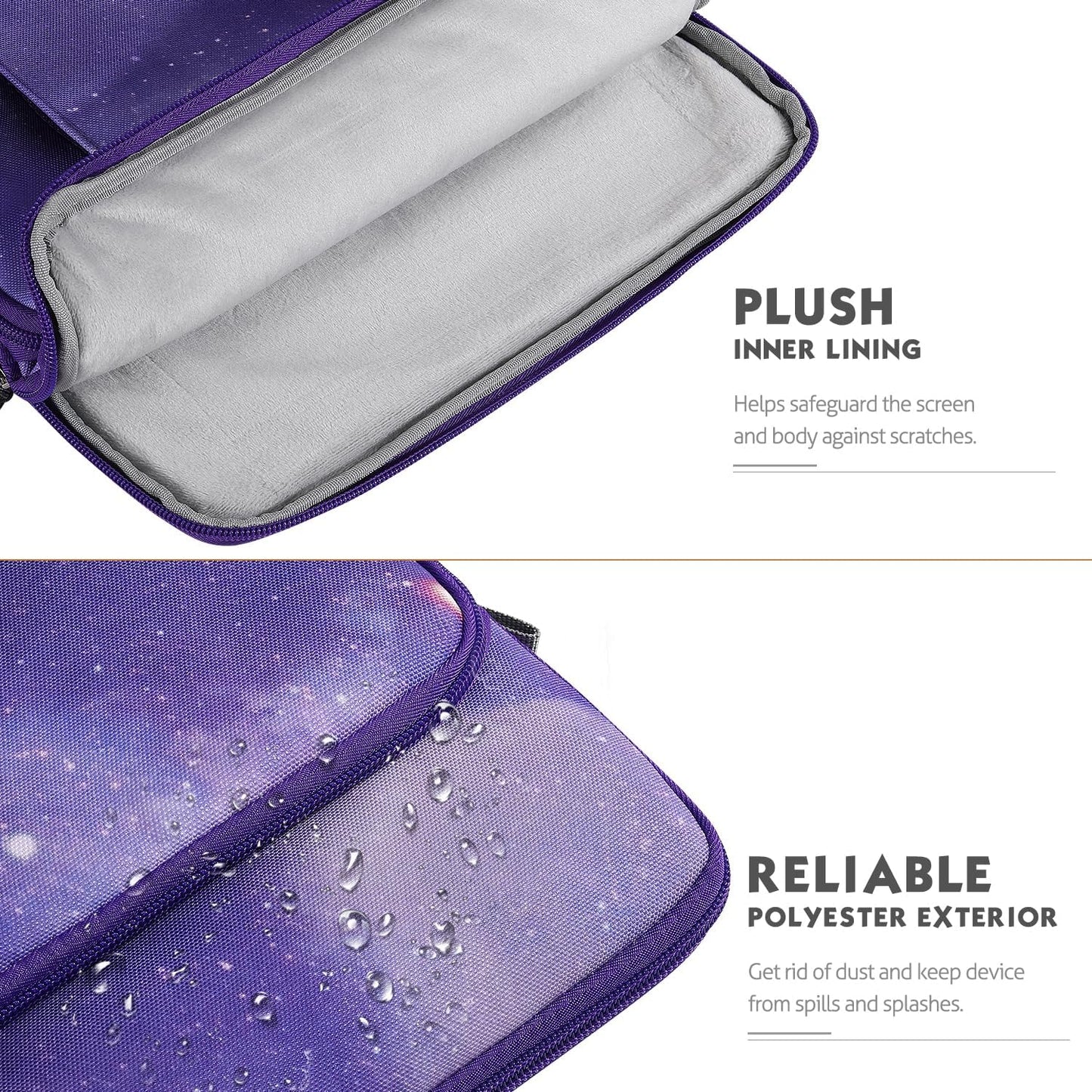 MoKo Laptop Sleeve Bag for 13.3-14 Inch, Notebook Carrying Case with Pocket Fits 13 inch iPad Air M3 2025, MacBook Pro M3/2 14"/13" M2/M1 Max 14.2/Air 13.6, Surface Pro 9/8 13",Purple Starry Sky