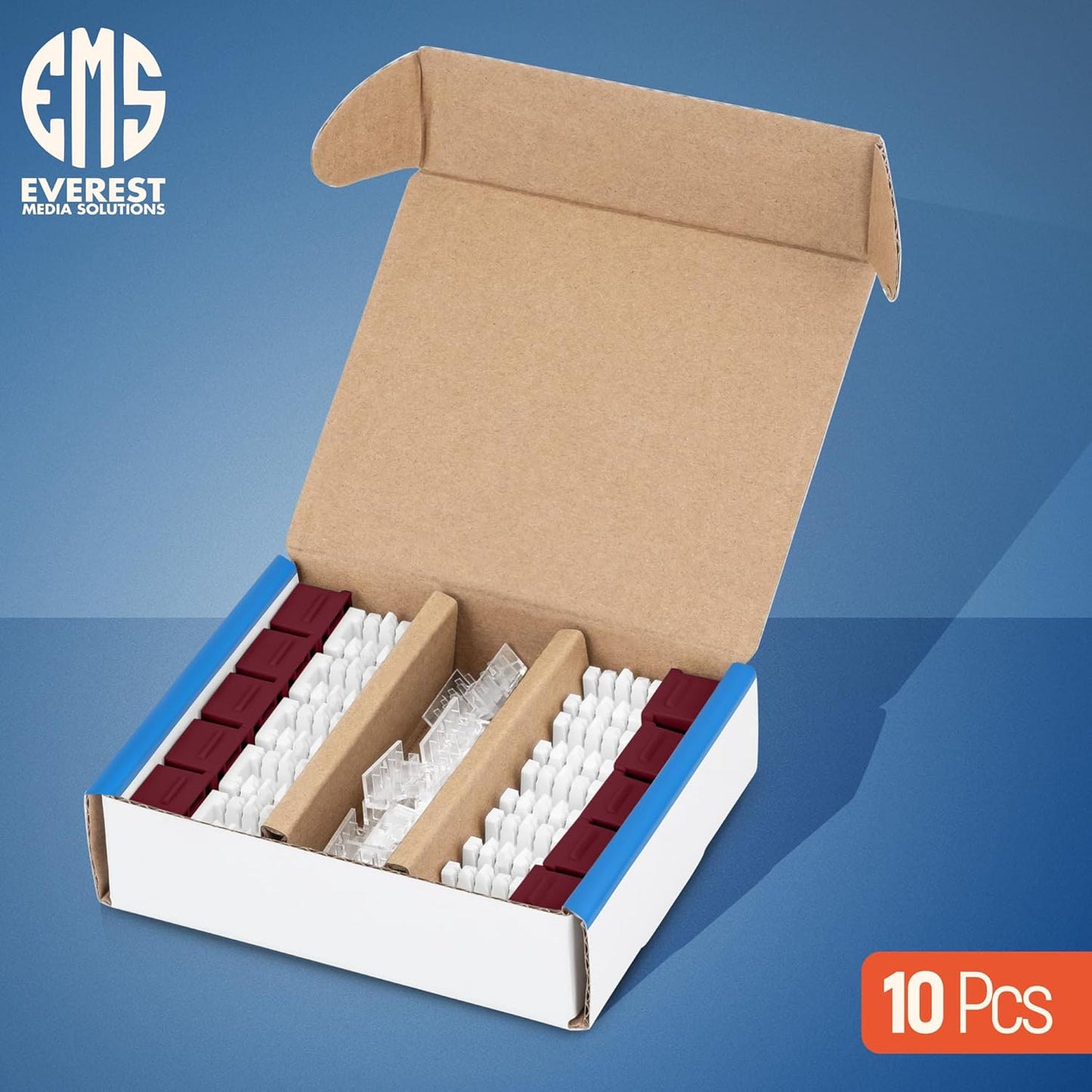 Everest 90° Angled RJ45 Cat6 Keystone Jacks 10-Pack in Red - Slim Profile Female RJ45 Connectors - Cat 6 Keystone Jack - Compatible with 90° Angled Speed Termination Tool - easyJACK (B094WB91H3)