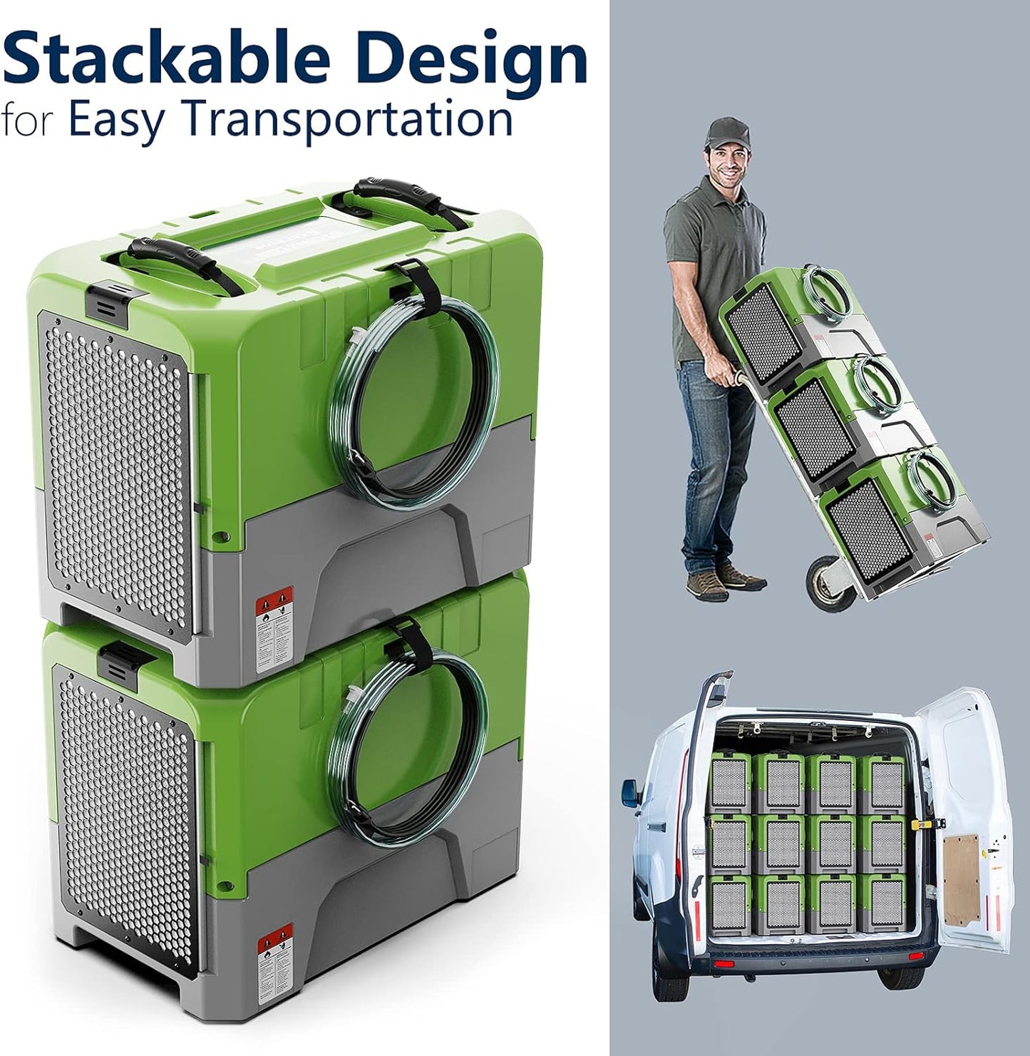 ALORAIR 180PPD LGR Commercial Dehumidifier with Pump for Basement Warehouse & Job Sites, Large Space Crawl Space Dehumidifier for Efficient Water Damage Restoration,5 Years Limited Warranty, Green