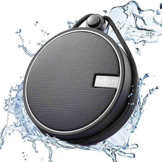INSMY C12 IPX7 Waterproof Shower Bluetooth Speaker, Portable Small Speaker, Speakers Bluetooth Wireless Loud Clear Sound Support TF Card Suction Cup for Kayak Canoe Beach Gift (Black)