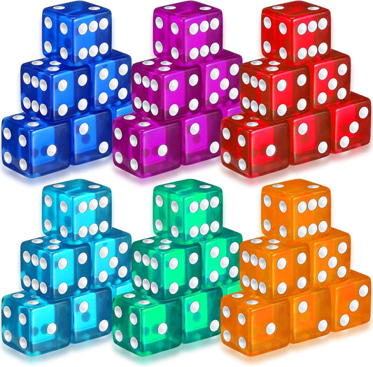 36 Piece 19 mm Casino Style Craps Dice Sets Acrylic and Translucent D6 Dice, Square W/Rounded Edge for Casino, Craps, Table Games and Board Games (Classic Color)