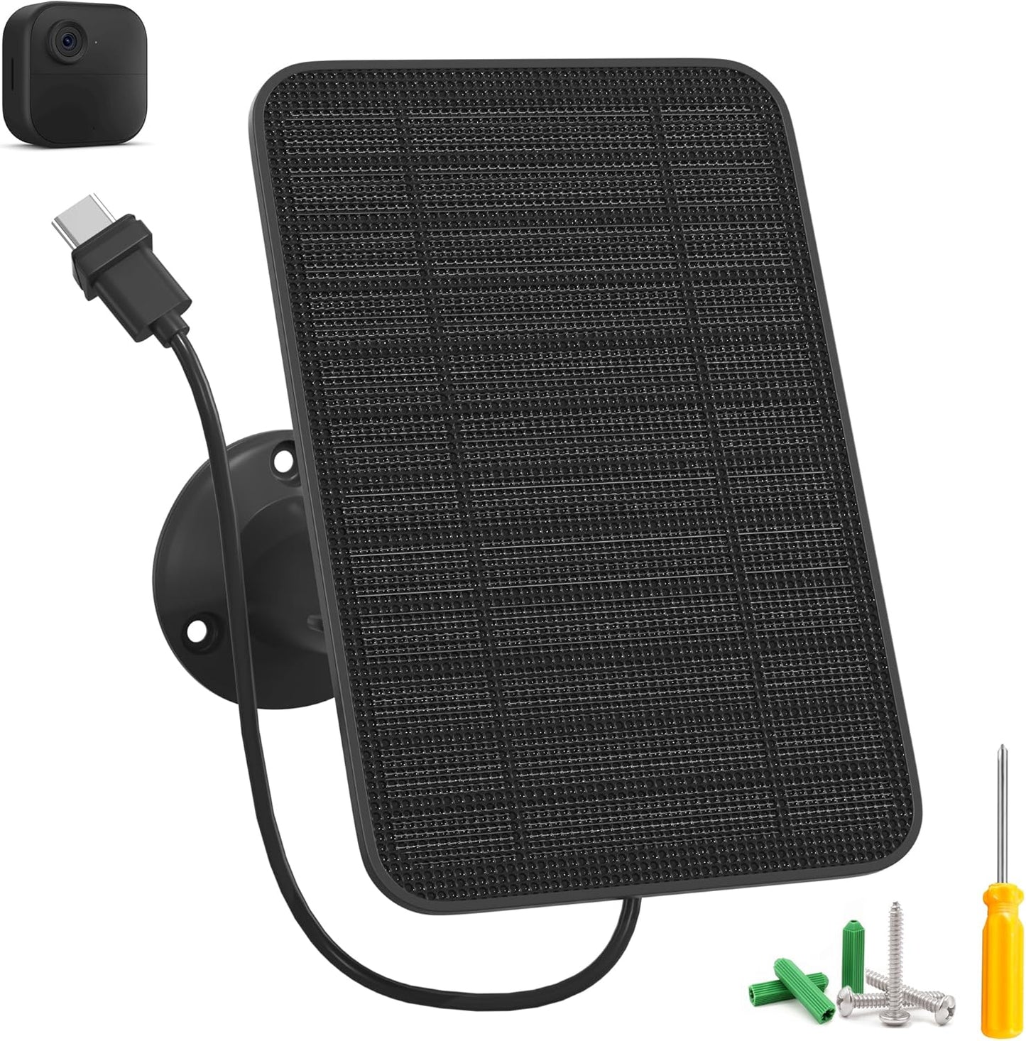 5W Solar Panel for Blink Camera Outdoor, Solar Panel Charger Compatible with Blink Outdoor 4 (4th Gen) Camera, Solar Panel w/Battery for Blink Camera, 9.8ft Cable Rubber Plug IP65 Waterproof, 1 Pack