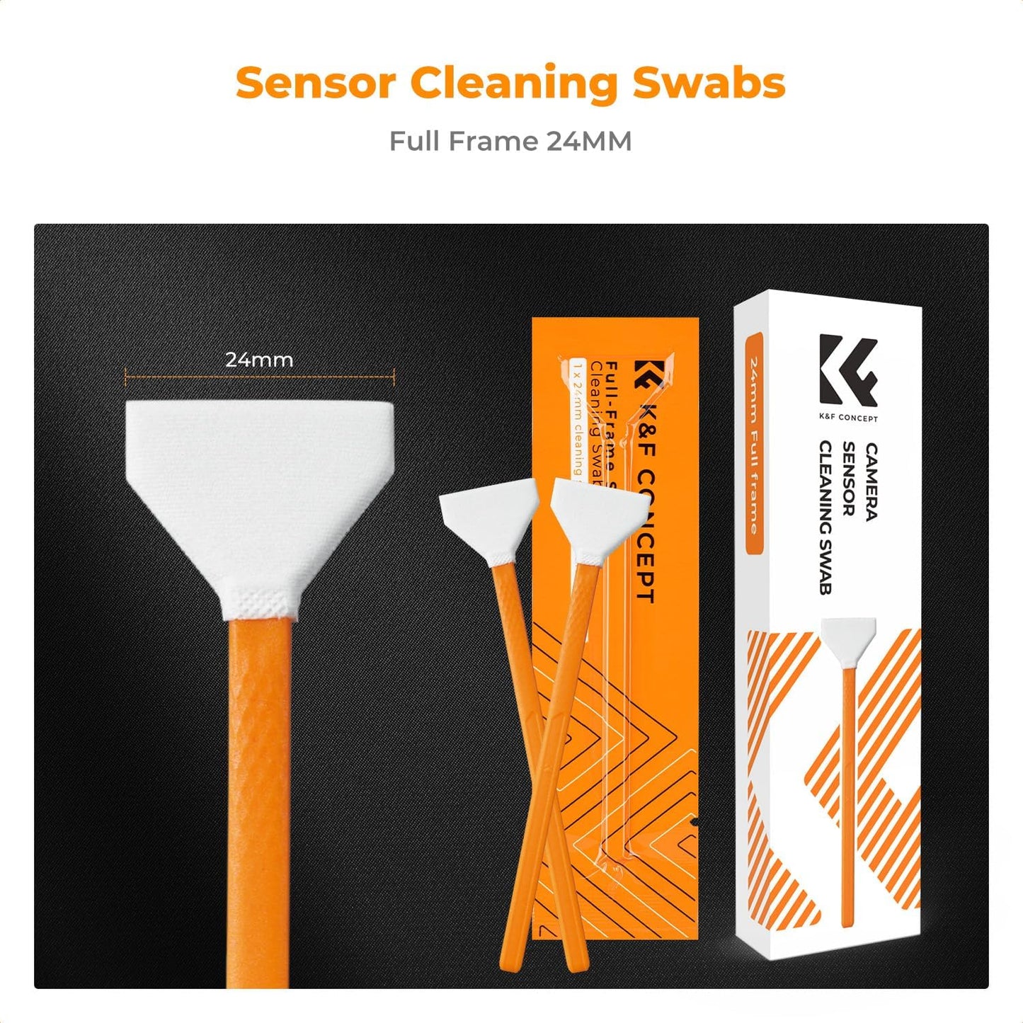K&F Concept 6 Pack Full-Frame Sensors Cleaning Swabs, DSLR SLR Digital Camera Dry CCD CMOS Clean Swabs Compatible with Nikon Sony Canon DSLR Camera Sensor, 24mm x 20mm