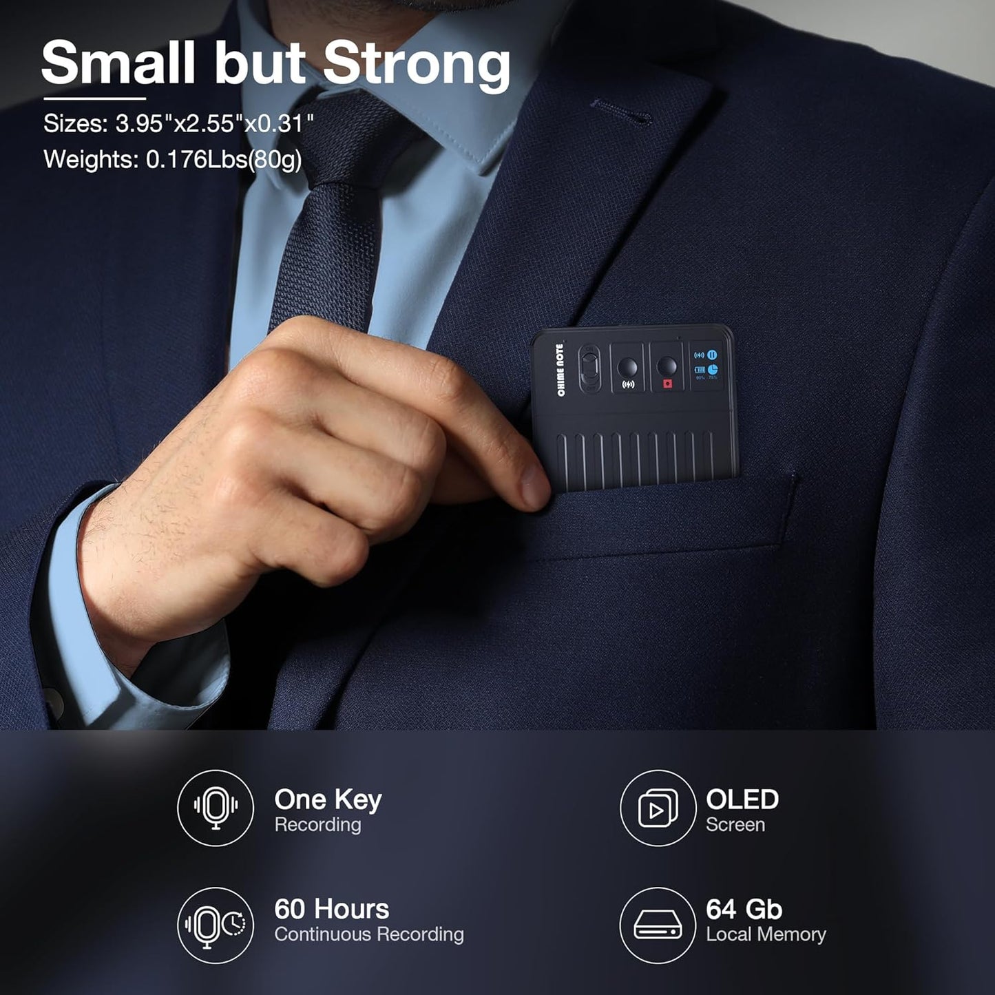 AI Voice Recorder, Voice Recorder with No Fee for Transcribe & Summarize Empowered by ChatGpt, App Control, Support 107 Languages,64GB Memory,Audio Recorder for Lectures/Meetings/Calls/Interview