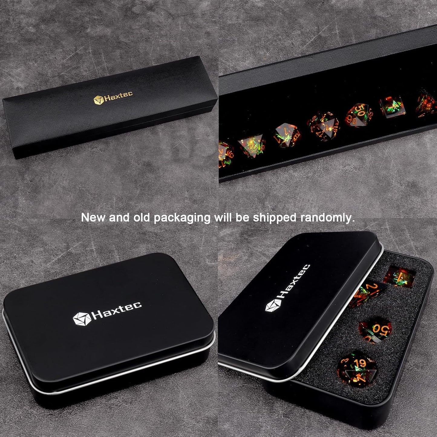 Haxtec Galaxy DND Dice Set Sharp Edge Dice with Dice Case Handmade Yellow Black Resin D&D Dice Set for TTRPGs Compatible with Dungeons and Dragons Gifts