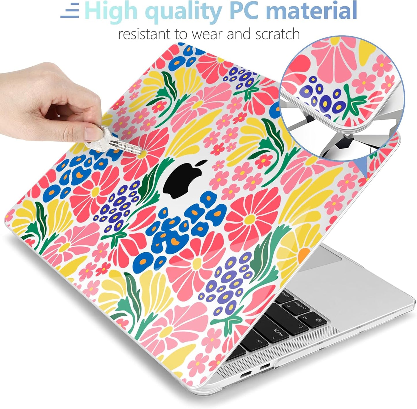 MEEgoodo Case for MacBook Pro 13 inch Case 2022 2021 2020 New A2338 M2/M1 A2251 A2289, Laptop Hard Shell with Keyboard & Camera Cover Compatible with 13 inch MacBook Pro, Groovy Flower