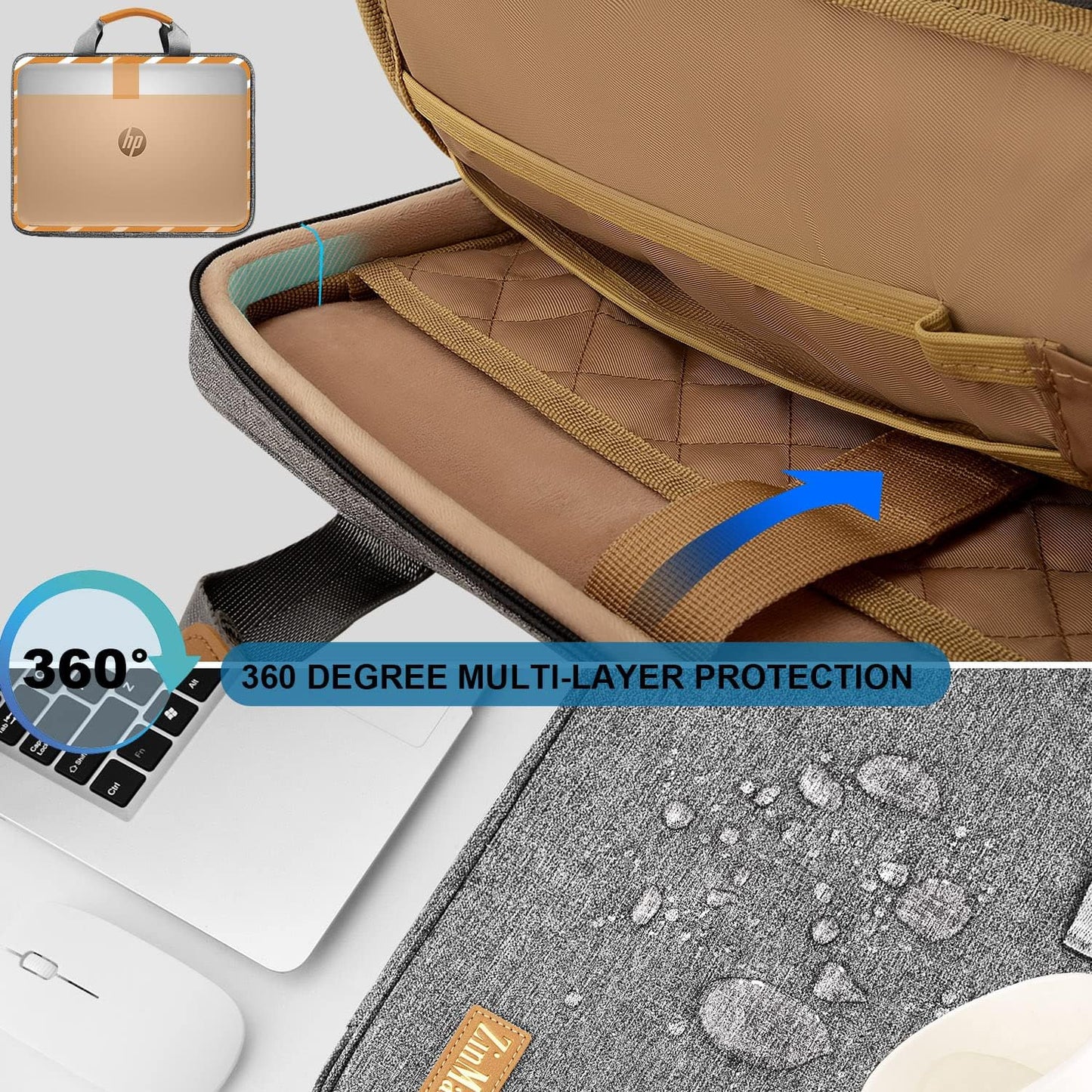 ZINZ Laptop Case Computer Sleeve Briefcase with Multi-pockets for 11.6 12.9 13 13.3 14 15 15.6 16 inch Notebooks