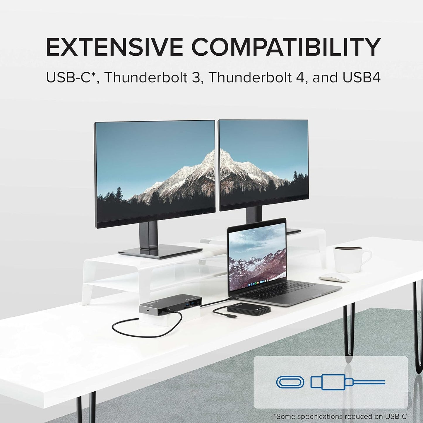 Plugable Thunderbolt Dock, 40Gbps with 100W Laptop Charging, Compatible with macOS, Windows, Dual HDMI Docking Station with DisplayPort - Dual Monitor, 2X USB-C, 3X USB 3, Gigabit Ethernet, Audio Jack
