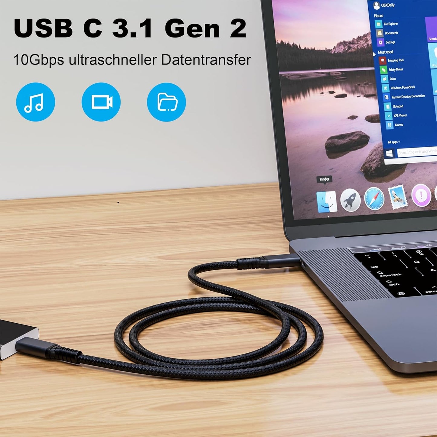 2pack USB c Cable 3.3FT,usbc to usbc 3.1,10gbps Data Transfer USB-c Video 4K Monitor Cable 100W High Speed Fast Charging Cord Compatible with Thunderbolt3