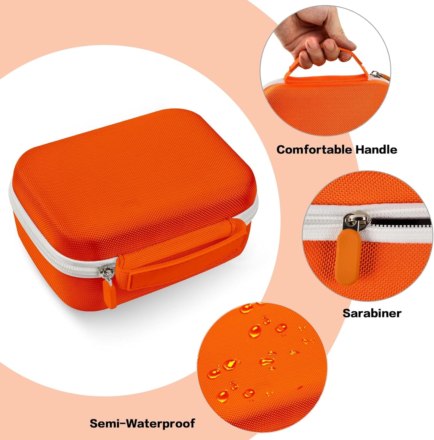 Case Compatible with Phomemo M110 Label Maker - Portable Mini Bluetooth Thermal Label Maker Carrying Storage Bag for Printer Labels, USB Cable and Accessories (Box Only) - Orange