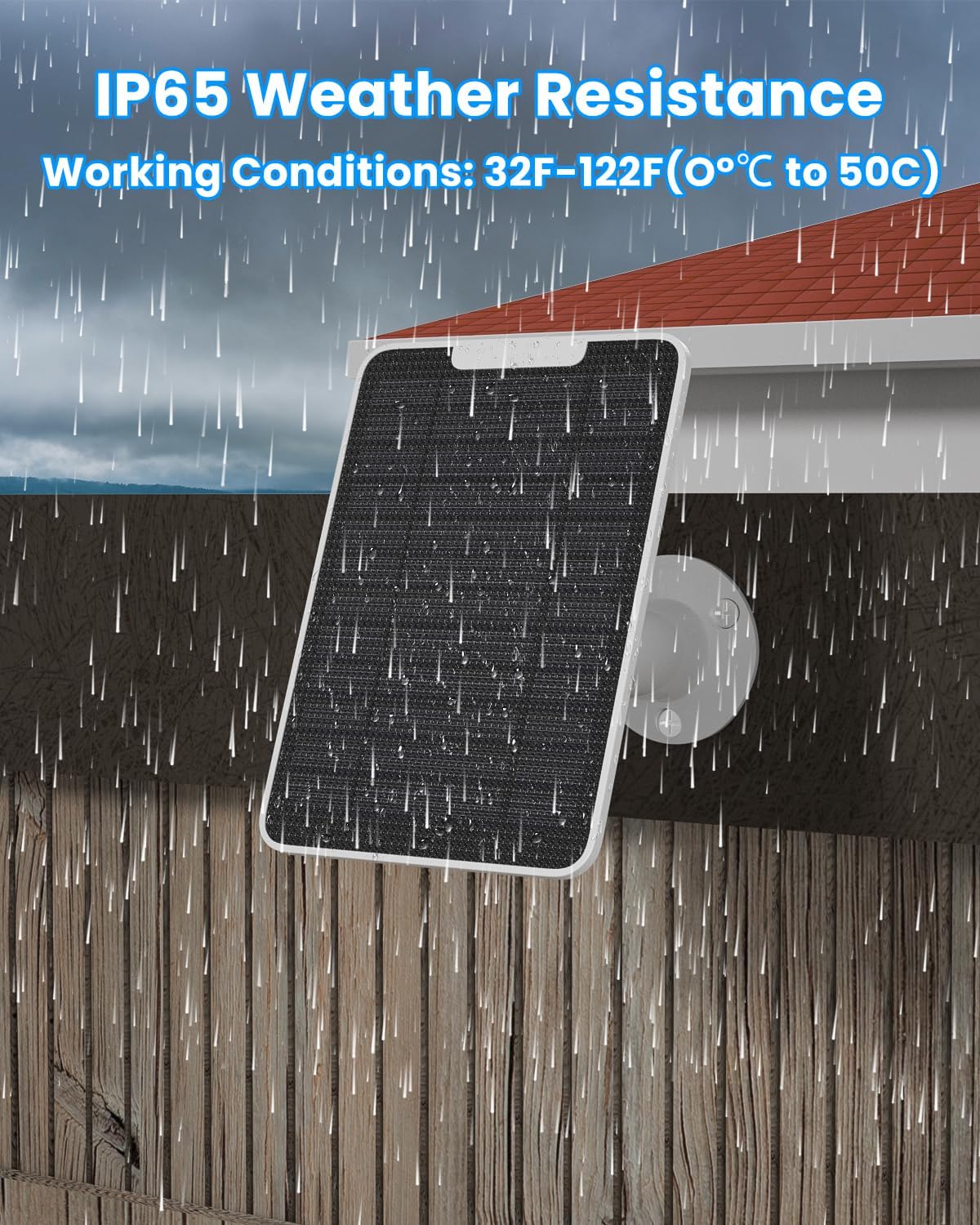 5W Arlo Solar Panel Charger Compatible with Arlo Essential Spotlight/XL Spotlight Camera, Arlo Essential Solar Panel Charger w/ 10ft Waterproof Micro USB Charging Cable, Adjustable Wall Mount, 1 Pack