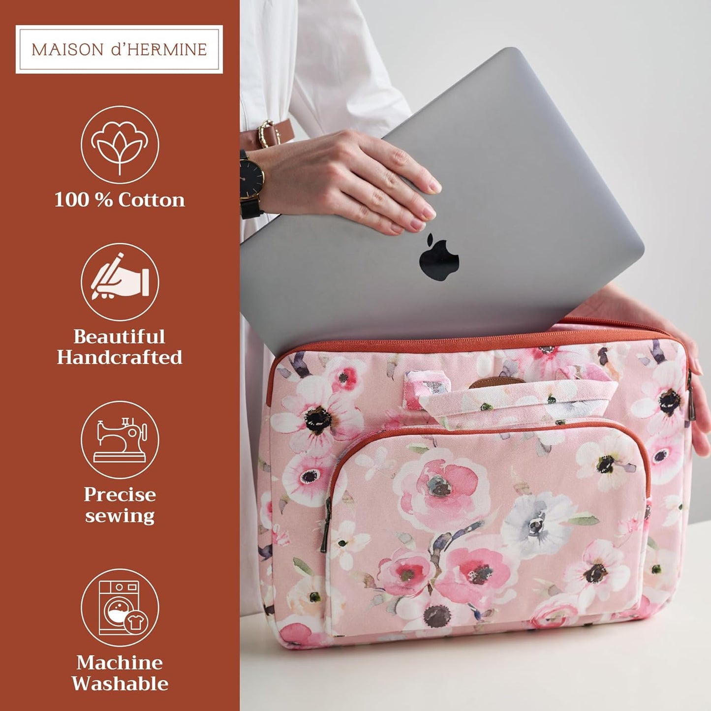 Maison d'Hermine Laptop bag with front pocket Stain and water repellent Cotton canvas