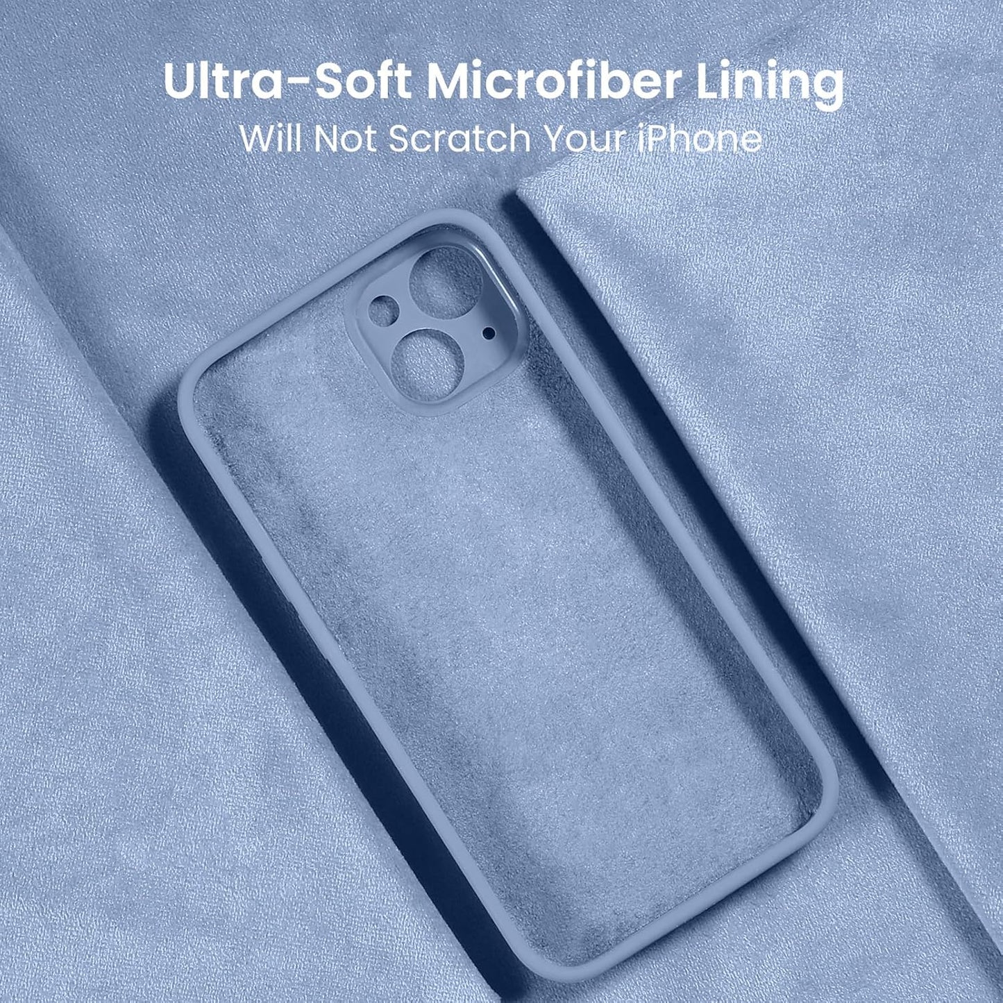 FireNova Designed for iPhone 15 Plus Case, Silicone [Camera Protection] Case with [2 Screen Protectors], Soft Anti-Scratch Microfiber Lining Inside, 6.7 inch, Light Blue