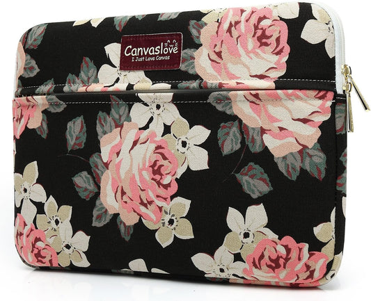 Canvaslove Pink Rose Laptop Sleeve Case Bag with Pocket for MacBook Air 13 inch,iPad Pro 13 inch and 13.3 inch-13.5 inch Laptops