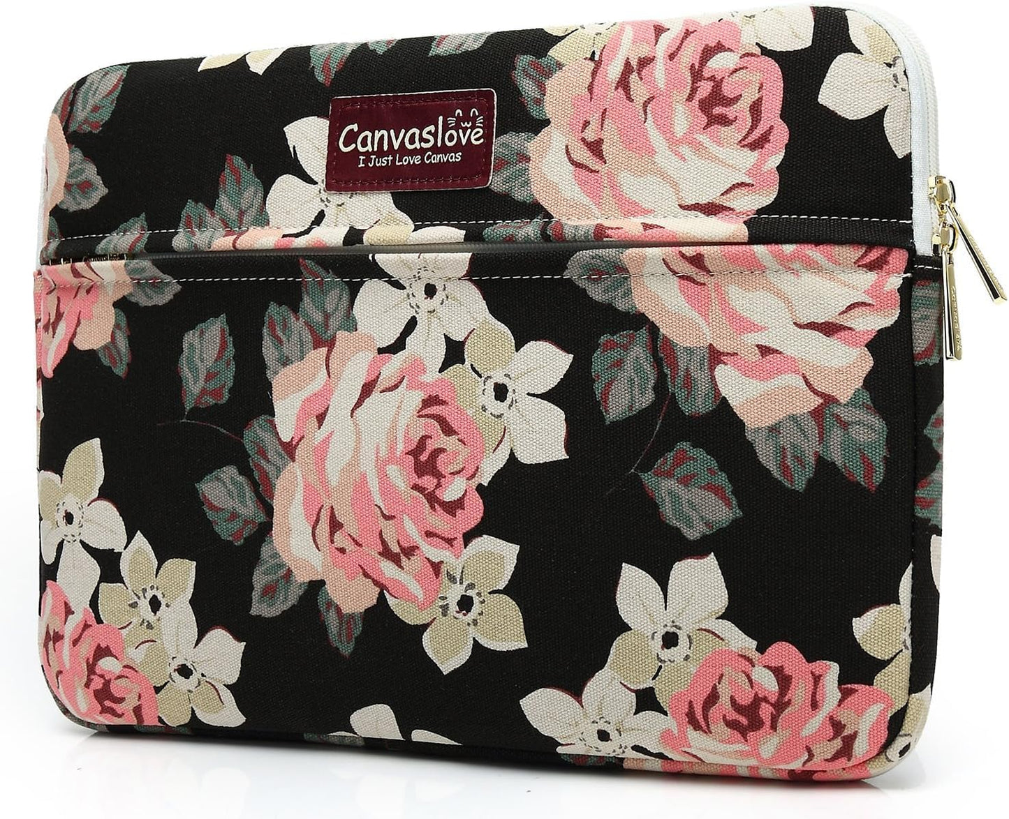 Canvaslove Laptop Sleeve Case Bag Cover with Pocket for MacBook Pro 16 and 16 inch HP Lenovo Dell ASUS Acer Notebook Computer (Pink Rose)
