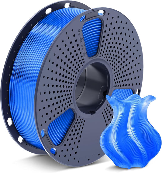 SUNLU 3D Printer Filament PETG Filament 1.75mm, Less Stringing Good Layer Adhesion High Toughness, PETG Filament 1.75 ±0.02mm, 1kg Spool(2.2lbs), Transparent Blue