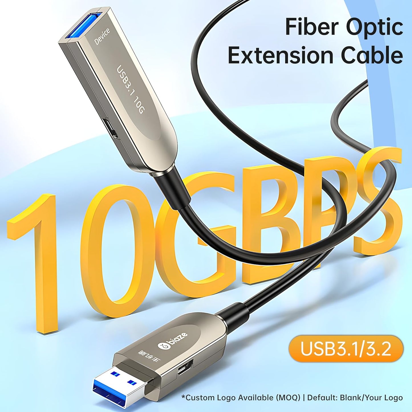 Active Optical USB 3.0 Extension Cable Fiber Optic Type A Male to Female USB Extension Cord USB Extender 5Gbps Data Transfer for Webcam,Gamera, USB Hub, Keyboard, Hard Drive, Printer(50ft)
