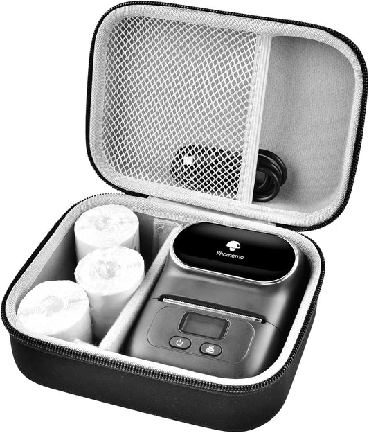 Case Compatible with Phomemo M110 Label Maker - Portable Mini Bluetooth Thermal Label Maker Carrying Storage Bag for Printer Labels, USB Cable and Accessories Black (Box Only)